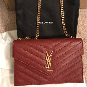 Saint Laurent Matelassé Leather Wallet-On-Chain